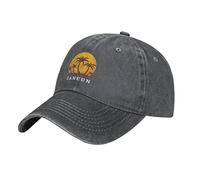 Cancun Mexico Sunset Palm Trees Beach Vintage Washed Distressed Baseball Cap Dad Golf Hat for Men Women Deep Heather