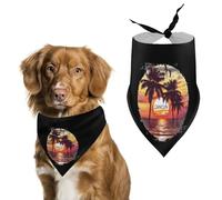 Cancun Mexico Sunset Palm Trees Dog Bandana Puppy Cat Scarfs Bibs Washable Triangle Kerchief Pet Gifts