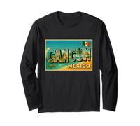 Cancun Mexico Vintage Trip Travel Souvenir Post Art Graphic Long Sleeve T-Shirt