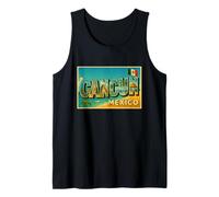Cancun Mexico Vintage Trip Travel Souvenir Post Art Graphic Tank Top