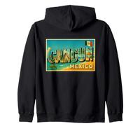Cancun Mexico Vintage Trip Travel Souvenir Post Art Graphic Zip Hoodie