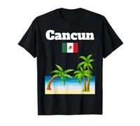 Cancun souvenir tropical beach palm tree Mexico flag T-Shirt