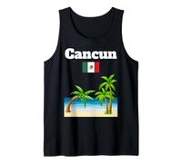 Cancun souvenir tropical beach palm tree Mexico flag Tank Top