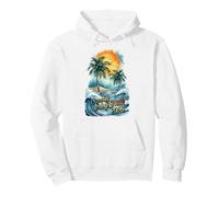 Cancun Spring Break 2026 Watercolor Palm Tree & Waves Pullover Hoodie
