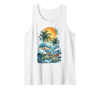 Cancun Spring Break 2026 Watercolor Palm Tree & Waves Tank Top
