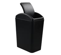 Cand 1 Pack Kitchen Garbage Can, Plastic Trash Can with Swing Lid (Black)