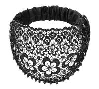 Canda Floral Lace - Pearl Elastic Hair Band, Soft Yoga Scarf | Wide Boho Design, Elastic Comfort Suitable for Women Running Gym Workouts Dancing Casual Indos