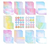 Candcamp 130 Pcs Letter Writing Set with 60 Lined Writing Papers, 30 Beautiful Envelopes and 40 Watercolor Sealing Stickers for Letter, Valentine's DayPoetry, Invitation, Congratulation Card Office