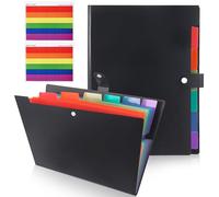 Candcamp 2 Pack A4 Document Organiser, 7 Pocket Expanding File Folder, Portable Rainbow Office Folders with Sticky Labels for School Home Office Paperwork Receipts Bills