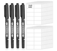 Candcamp 200Pcs No-Iron Clothes Labels for Kids Writable Fabric Labels with 4Pcs Permanent Fabric Marker Pens, 23 * 12mm Waterproof Name Label Clothing Tags, Personalized Your Uniform