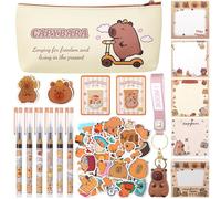 Candcamp 262 PCS Capybara Stationery Set,Cute stationery set,Capybara Pencil Case,Notes,keychains,folders,stickers,bookmarks,gel pen for Office School Students