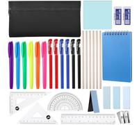 Candcamp 29 Pcs School Stationary Sets,Back to School Stationery Set with Pencil Case,Notepad,Sticky Note,Gel Pens,Highlighters,Pencils, Erasers,Pencil Sharpener,Bookmarks,Rulers