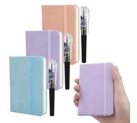 Candcamp 3 Pack A7 Pocket Notebook Notepad with 3 Pens,Mini Notebook and Pen Set Small Cute Leather Journal Note Writing Pad for Office School Supplies
