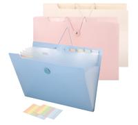 Candcamp 3 Pcs A4 Expanding File Organiser, Large Capacity Document Folder with 12 Compartment for Office, Business Trip, Home (White, Pink, Sky Blue)