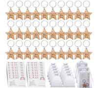 Candcamp 30 Set School Leaver Star Keyring Gifts,Star Wooden Keyrings with Greeting Card,You're a Star,Gifts for Students from Teachers,End of Term Gifts for Children Wooden Token