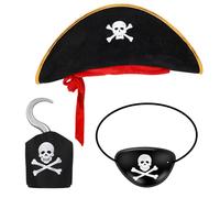 Candcamp 3Pcs Kids Pirate Accessories - Costume With Hat, Eye Patch, Hook - Dress Up for Kids Cosplay