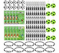Candcamp 50Pcs Football Party Bags Set, Football Party Bag Fillers-Include Football Pencils, Erasers, Soccer Keychain, Pinball Game and Bracelet, Soccer Stationery for Student Kids Party Favours