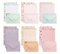 Candcamp 54 PCS Letter Writing Set with 36 Writing Paper and 18 Envelopes, 1 Set of Transparent Sealing Stickers for Letters, Poetry, Invitations & Thank You Cards