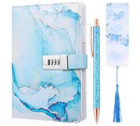 Candcamp Blue Secret Diary with Lock for Kid | UV Leather Journal with Lock Kid Password Journal Notebook Kit with Pen Bookmark for Back to School Birthday Festival Present