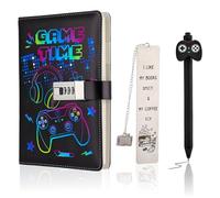 Candcamp Diary with Lock for Boys, Lockable Secret Journal with Password Game Themed Notebook with Pens Bookmark Set Educational Back to School Stationery Birthday Prensent for Kids