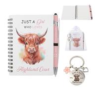 Candcamp Highland Cow Gift Set for Women Cow Lover Includes Notebook Ballpoint Keyring,Birthday Present for Girls,Thank You Gift for Colleagues Teachers Friends Employees