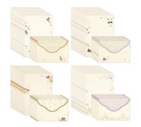 Candcamp Letters Writing Set 48 PCS Writing Paper and 24 Pcs Envelopes with Clear Sticker Paper and 5 Two-Sided Tape Stationery Set for Invitation Graduation