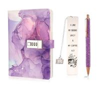Candcamp Purple Secret Diary with Lock for Kid | Password Journal Notebook Kit with Pen Stainless Steel Bookmark for Back to School Birthday Festival Present
