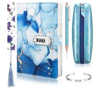 Candcamp Secret Diary with Lock, Journal Notebook Set with Pen, Bookmark, Pencil Case, and Bracelets - Gifts for Ages 6-12