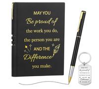 Candcamp Thank You Gifts A5 Inspirational Gifts Notebook and Pen and Keyring Appreciation Presents Motivational Black Journal Friendship Leaving Present for Women Men Nurse Teacher Colleagues Employee