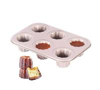 CANDeal 6 Cups Cannele Mould Nonstick Cupcake Muffin Molds Golden Canneles Tin Baking Pan Bakeware Carbon Steel