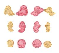 CANDeal 6pcs Cute Mermaid Cookie Cutters Cartoon Cookie Mould Mermaid Cookie Stamps Set Kitchen Tools Plastic Mermaid Princess Cookie Press