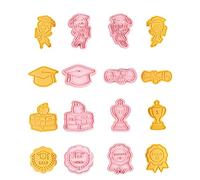 CANDeal 8pcs Graduation Cookie Cutter Set,Cookie Stamp,Biscuit Sandwich Presser, Booklet, Graduation Cap, Gown, Diploma, Graduate, Star, Plaque, and Shooting Star