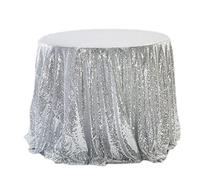CANDeal Sequin Tablecloth Glitter Sparkle Sequin Fabric Tablecloth Sparkly Table Cloth Cake Table Cover Overlay for Birthday Wedding Party Decoration (60cm,Silver)