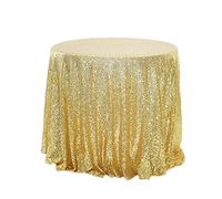 CANDeal Sequin Tablecloth Glitter Sparkle Sequin Fabric Tablecloth Sparkly Table Cloth Cake Table Cover Overlay for Birthday Wedding Party Decoration (120cm,Gold)