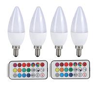 Candelabra LED Bulb Lamp, 4 Pack 3W E12/E14/E27 RGB Light Bulb, 85-265V Color Changing Candle Light Bulb, Candelabra Bulb with Remote Control for Home Lighting Decoration (E12 RGB + pure white 6000K)