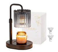 Candeldo - Candle Warmer Lamp with Timer: black candle warming lamp with 2 adjustable height bulbs, dimmable wax melt, modern bedroom decor for