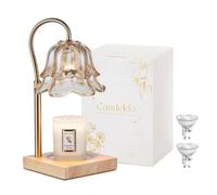 Candeldo Candle Warmer Lamp with Timer: Flower Gold Candle Lamps Height Adjustable Wax Melt House Warming Gifts New Home Decor Christmas Birthday Gift for Women Mom