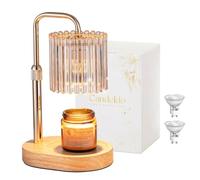 Candeldo Candle Warmer Lamp with Timer: Gold Lamp with 2 Bulbs, Height Adjustable, Wax Melt, Dimmable, Modern Bedroom Decor for Women