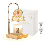 Candeldo Candle Warmer Lamp with Timer: Iridescent Flower Candle Warming Lamp with 2 Bulbs Height Adjustable Wax Warmer Dimmable Home Decor Mom Birthday Gift for Women