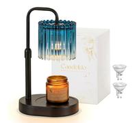 Candeldo Candle Warmer Lamp with Timer: Navy Blue Candle Warming Lamp with 2 Bulbs Height Adjustable Wax Melt Dimmable Bedroom Decor for Women