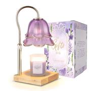 Candeldo Mom Birthday Gifts for Women: Purple Flower Candle Warmer Lamp with Scented Candles Dimmable Wax Warmer with Timer Mom Christmas Gift