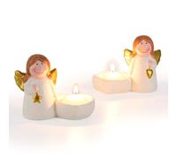 Candeldo Tealight Holder Angel Gifts: Set of 2 Christmas Table Centrepiece Decorations Guardian Angel Gifts Angels Candle Holder Porcelain
