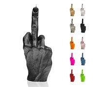 Candellana Middle Finger Candle | FCK | Height: 20 cm | Black Metallic | Burning time 30h | Real Hand Size | Handmade in EU