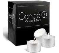 Candelo 100 XXL Tea Lights - White, Unscented, 8 Hour Burn Time - Aluminium Case, Ideal for Decoration and Gifts