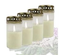 Candelo Set of 4 Premium Grave Candles No. 3 with Lid - White Day Burner 72 Hours - Mourning Light Candle for Graveyard - Graveyard Candle Grave Light Burner