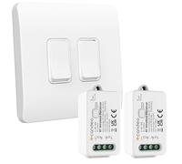 Candeo Wireless Kinetic Dual Light Switch (2-Gang) & 2 x RF Receiver Module Kit | No Wiring or Batteries Needed | Easy Installation & Eco-Friendly Modular Lighting Control | Customise Your Lights