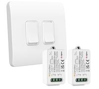 Candeo Wireless Kinetic Dual Light Switch (2-Gang) & 2 x Zigbee Compatible RF Receiver Modules Kit | No Wiring or Batteries for switch | Easy Installation & Eco-Friendly Modular Lighting Control
