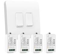Candeo Wireless Kinetic Dual Light Switch (2-Gang x 2-Channel) & 4 x RF Receiver Module Kit | No Wiring or Batteries Needed | Easy Installation & Eco-Friendly Modular Lighting Control