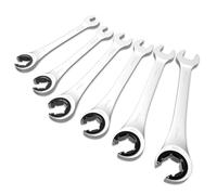 Candeon Combination Ratcheting Wrench Set 6PCS, 10-17mm Flare Nut Wrench Brake Line Wrench Set,Tubing Ratchet Spanner Open Ratchet Wrenches for Fuel Brake Air Conditioning Lines