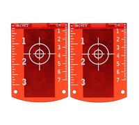 Candeon Laser Targets,2pcs Magnetic Laser Target Plates for Red Lasers, Visibility Reflective Target Card with Scale (CM/INCH), Floor Stand Magnetic Backing for Construction, Levelling Lasers